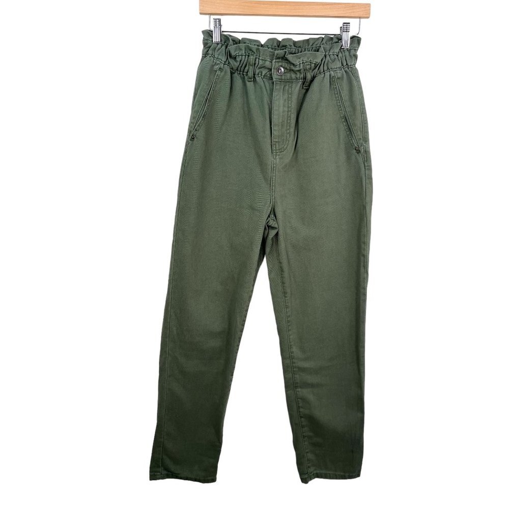 7 For All Mankind paper bag waist cargo‎ pants green sz 27